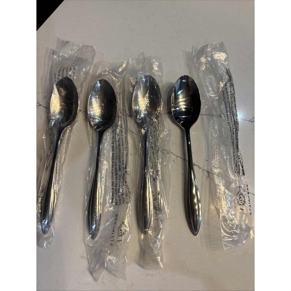 4-Lenox Sculpt Soup Tablespoon Spoon 18/10 Stainless Steel Set of 4 NEW!